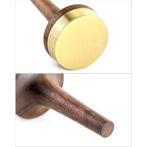 Ringsholder i tre for smykker, svart valnøtttre med messingstativ, moderne utstilling, gave til bryllup og jubileum