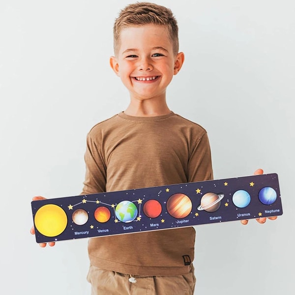 Solar System Pussel Space Planet Pussel för barn, barn, småbarn Säkert, hållbart, färgglada, attraktiva planetpussel Lärleksakspresent B