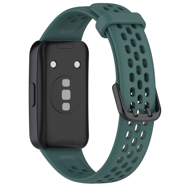 Mjukt silikonandningsbart armband ersättningsklockarmband för Huawei Band 8 Blackish Green