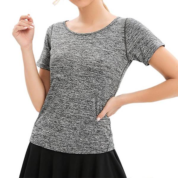 Sommer Løpe Fitness Dress Dame Yoga Dress Topp Kort Ermet Trening Sports T-skjorte Hurtigtørkende Dame Topp 2xl