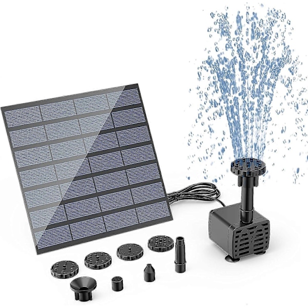 AISITIN DIY Aurinkolähdepumppu Aurinkopaneeli Lampi ed Ominaisuus Pumppu 6 Suuttimella DIY Aurinkolampipumppu en Linnunpesä rium 1.5W