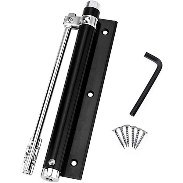 Lättvikts Dörrstängare i Aluminiumlegering, Automatisk Justerbar, Ytmonterad, 45kg (Svart)