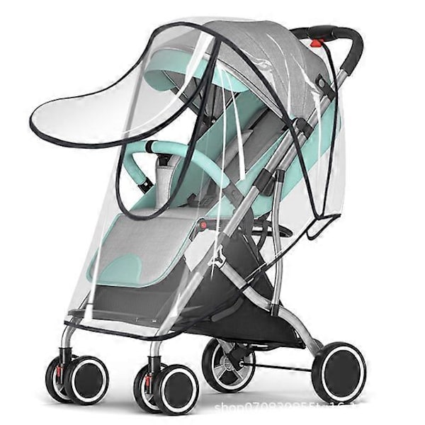 Universal Barnevogn Regnslag Baby Bil Vejr Vind Solskærm Transparent Åndbar Trolley Paraply Baby Barnevogn Tilbehør Zipper EVA raincover
