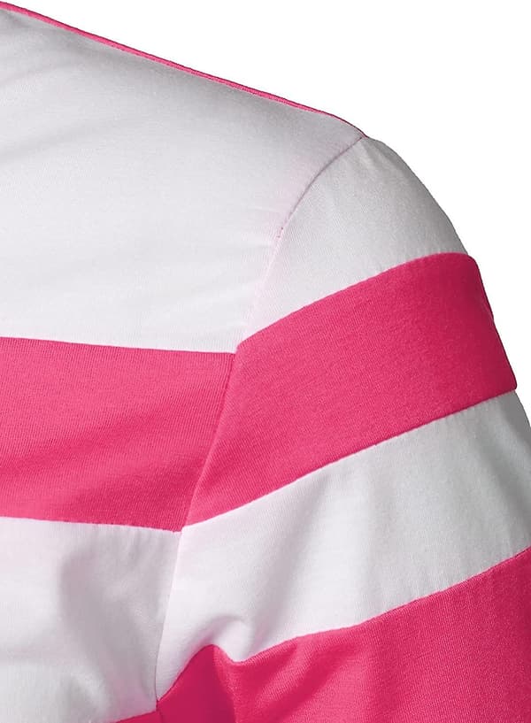 Herr Casual Långärmad Pikétröja Kontrastfärg Patchwork Bomulls T-shirts Pink S