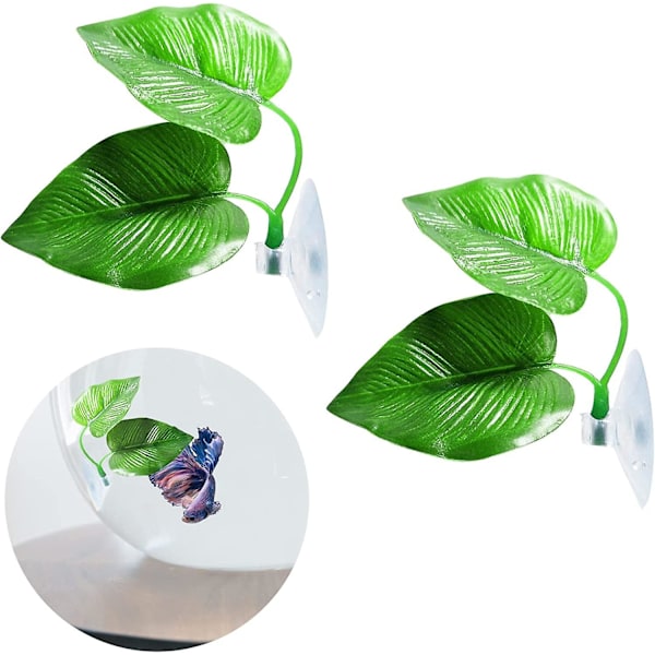2-pakning Beta Blad Seng Fisk Hvile Blad Betta Hengekøye Beta Tank Dekorasjoner Akvarieplanter Betta Fisk Tilbehør For Liten Tank