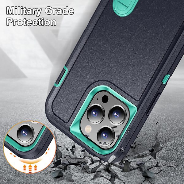 Etui Kompatibelt Med Iphone 15 Pro Max, Kraftig Militær Anti-drop Beskyttelsescover Med Usynligt Støtteben Black-Orange For iPhone 15 Pro Max