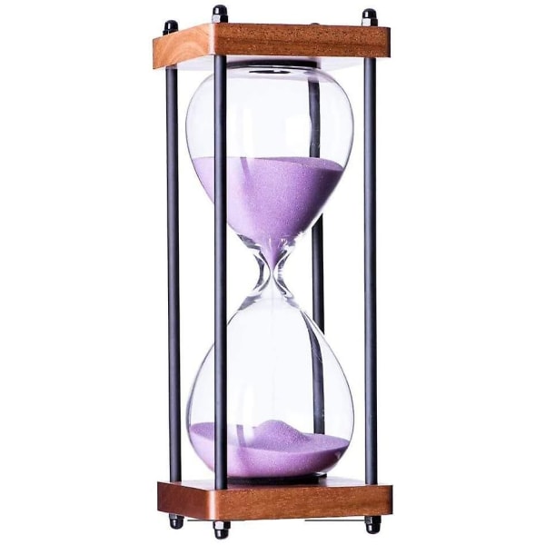 Träbotten fyrkantig glas timglas 60 minuter Intressant tid Timer Hemdekorationer Kök Timglas timräknare