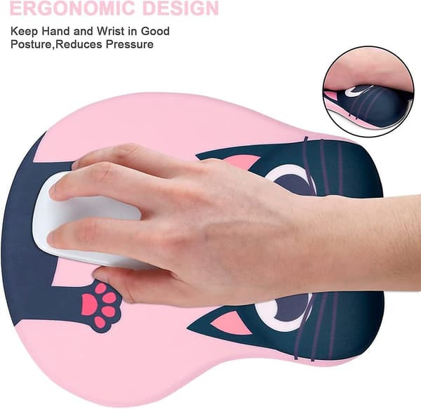 Søt Musematte Ergonomisk Musematte med Håndleddsstøtte, Gel Musematte med Sklisikker Silikonbase, Datamaskin Musematte Gaming Musematte