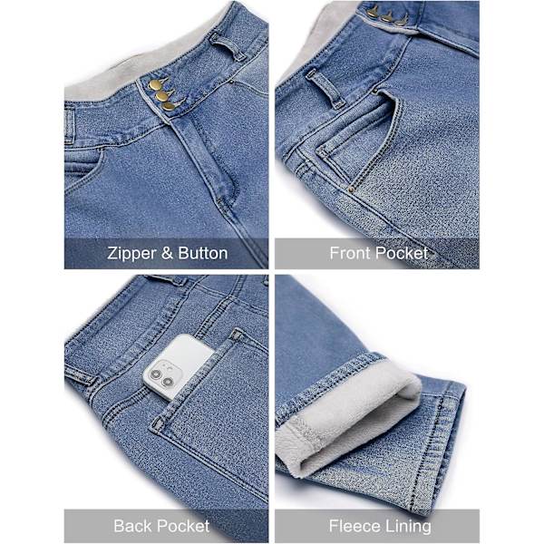 Fleeceforede Jeans Vinter Termisk Skinny Denim og Jeggings