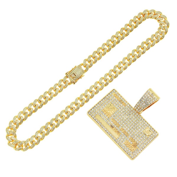 Hip Hop Tag Hänge Halsband Trendiga mäns personlighet Street Wear Cuban Chain Halsband gold