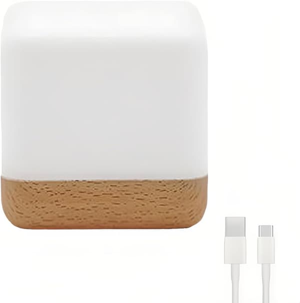 Børnelampe Bog Træfarve Soveværelse Sengelampe Flip Timer Natlys Enkel Moderne USB Genopladelig Søvn