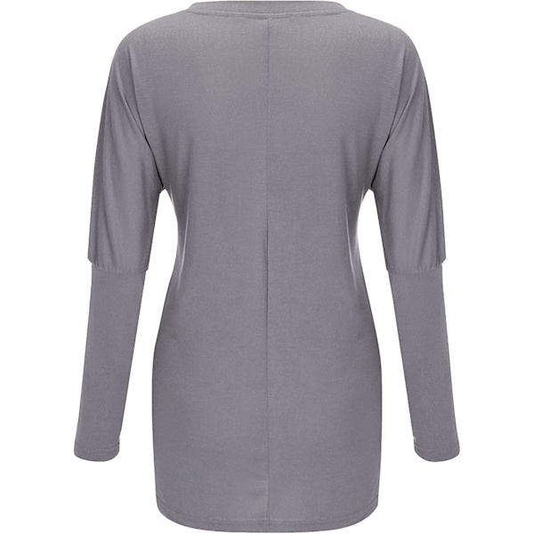 Kvinnor Långärmade Casual Loose Fit Tunika Toppar med fickor Crewneck sweatshirts