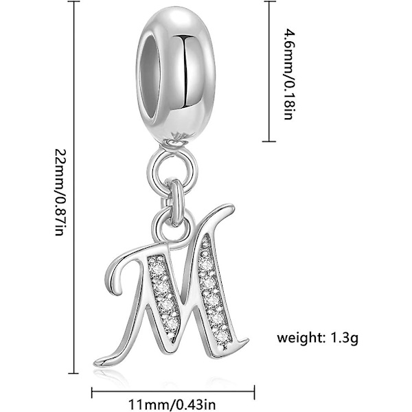 Äkta 925 Sterling Silver Brev Pärlor Initial A-z Hänge Alfabetet Kristall Acsergery Present