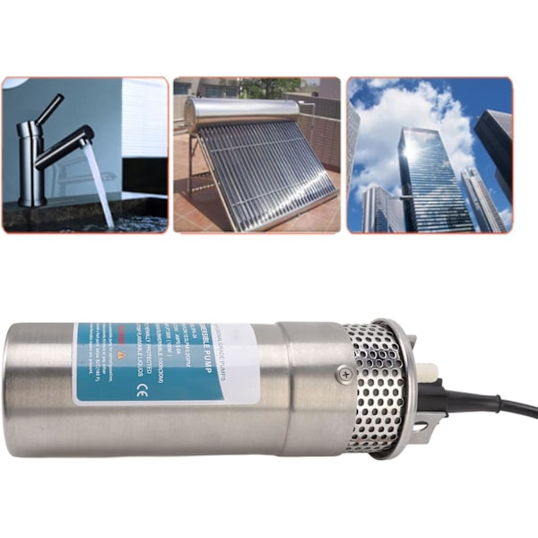 24V Nedsänkbar Brunnsvattenpump 5A 12LPM Maximalt Flöde Flera Strömförsörjningar 12L Solcells-Boosterpump Rostfritt Stål Brunnspump