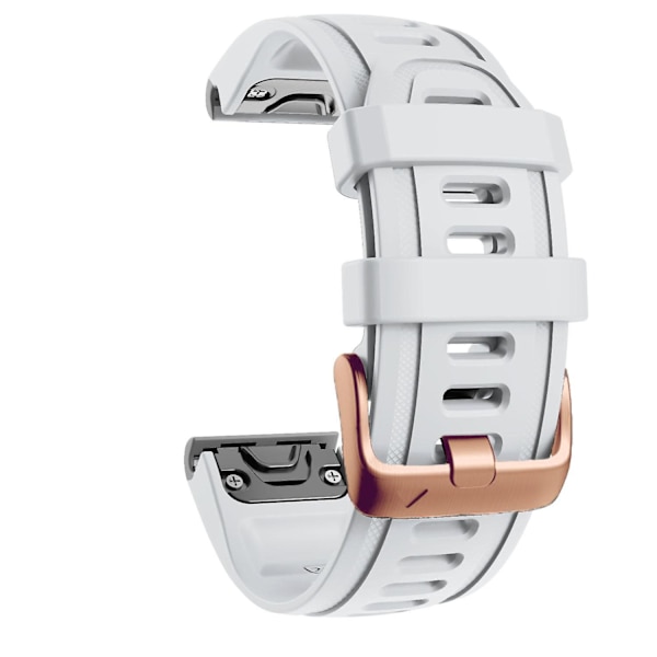 20 mm silikonersättningsarmband för Garmin Fenix 7S/6S Pro/5S Plus/Instinct 2S, roséguldfärgat spänne White