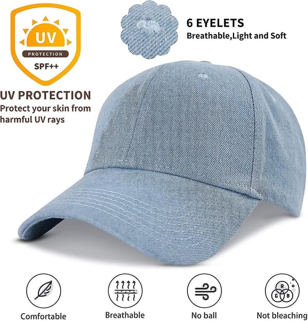 Baseballkeps Casual Unisex 6 Panel Justerbar Bomull Vanlig Sport Solhatt Light Blue