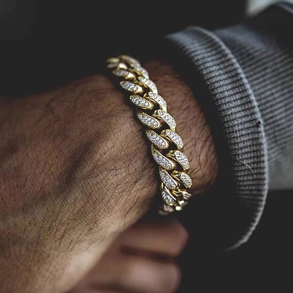 Cuban Links Kæde 13mm Iced Out Cuban Link Halskæde Guld Sølvbelagt Halskæder Kæde Diamantkæde Hip Hop Smykker Gave