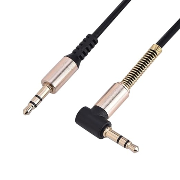 3,5 mm han til han fjeder Aux-kabel, 1,8 m/6 fod L-formet optrækkeligt kabel til bil/hjemmeaudio øretelefon hovedtelefonhøjttaler