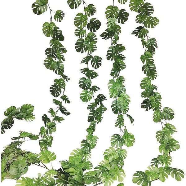 Konstgjorda växter Monstera blad, konstgjorda Monstera murgröna vinstockar hängande 2pcs 175cm Monstera Hanging Ivy