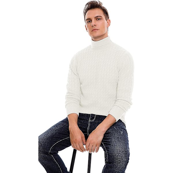 Herr Jumper Turtle Neck Toppar Twisted Knitted Pullover Vinter Slim Fit Långärmad Tröja