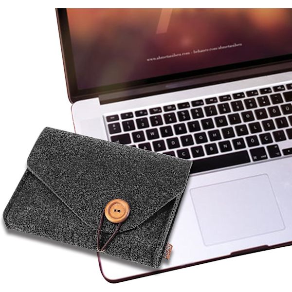 Procase Oppbevaringsveske for Mus og Macbook-lader, Klassisk Filtbeskyttelsesetui med 2 Rom, Forhindrer Tap for Oppbevaring av Tilbehør