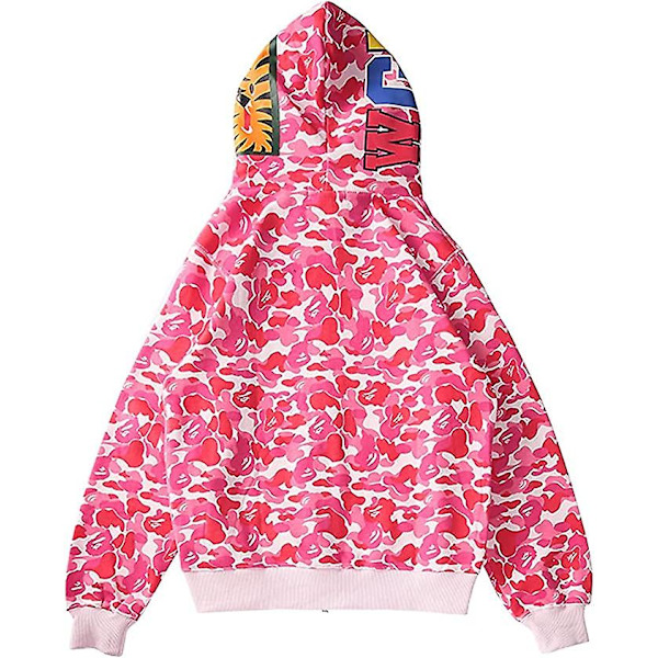 Hettegenser For Kvinner Menn Med Hai Munn Trykk Casual Løs Jakke Med Glidelås A XXXL