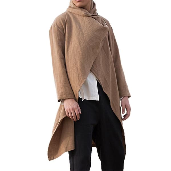 Långärmad poncho-kappa för män, höst-vinterjacka, cape-ytterkläder Coffee 3XL