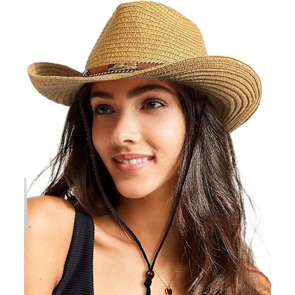 Kvinnors Halm Solhatt Herr Cowboy Stil Trädgårdshytt Upf 50+ Bred Brätte Sommarhatt Style 2