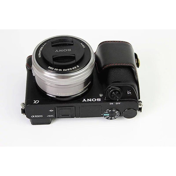 PU läder halvbotten kamera case för Sony A6000/A6300 Black a96c | Black |  Fyndiq