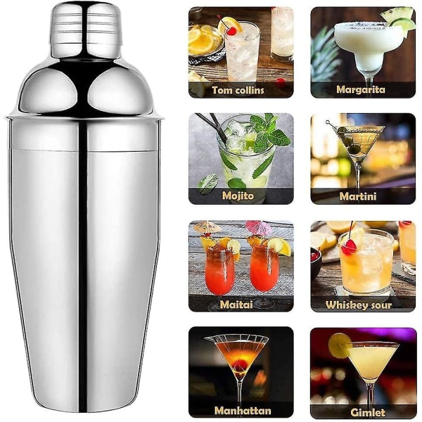 550 ml Cocktailshaker med inbyggd sil, professionell rostfri barverktyg