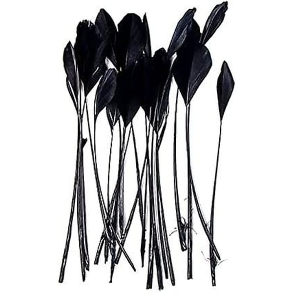 Naturlige sorte fjer til hattefremstilling, fascinatorer, dekoration, strippede coque-fjer, pakke med 50 (sort)