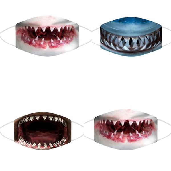 10 pakker Genanvendelig Hajmaske Vaskbar Hajprint Maske Til Unisex Voksne WHITE