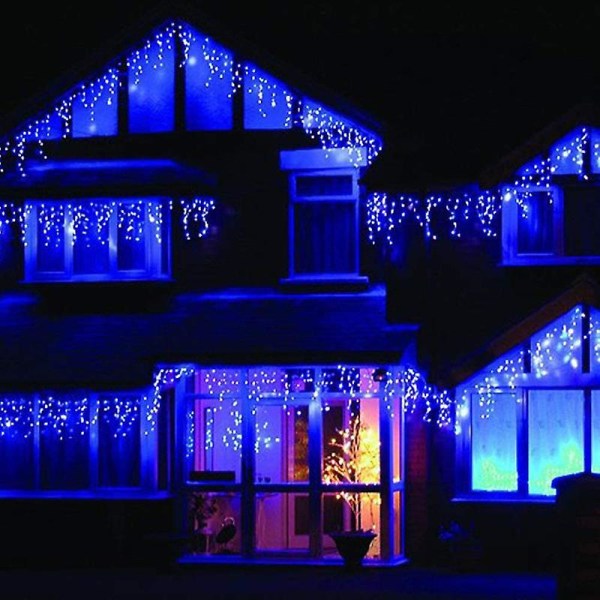 Led fönstergardin ljusslinga, inomhus utomhus bröllopsfest dekoration Blue 5*0.6
