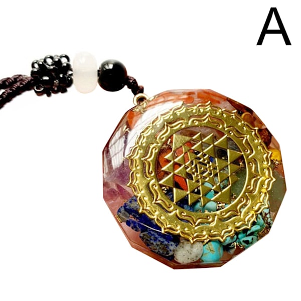 Lyckohalsband i orgonit för män och kvinnor, 7 chakra-helande kristallhänge, andligt yogasmycke, present B