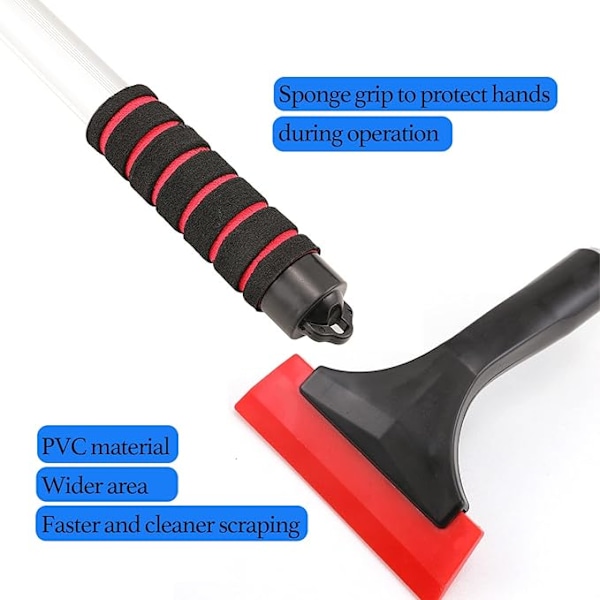 Isskrape for biler, snøskrape for frontrute, justerbar lengde (42-63cm) Auto frontrute vindu snø