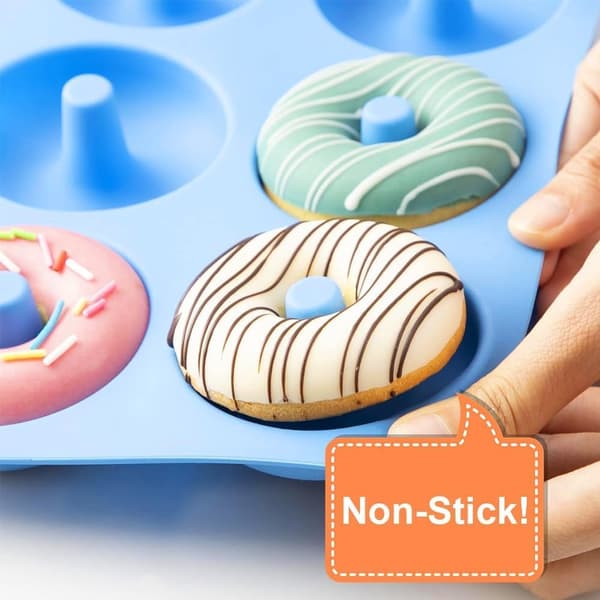 6-rums silikoneform til doughnuts, 3 stk. fødevaregodkendte silikoneforme til donuts, non-stick silikoneforme til donuts, donutpande, doughnutbakke, bagning
