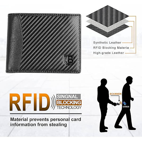 Plånbok för män, Acsergery Rfid Blocking Wallet Bifold Läderplånböcker Herr, Acsergery Slim Wallet Present