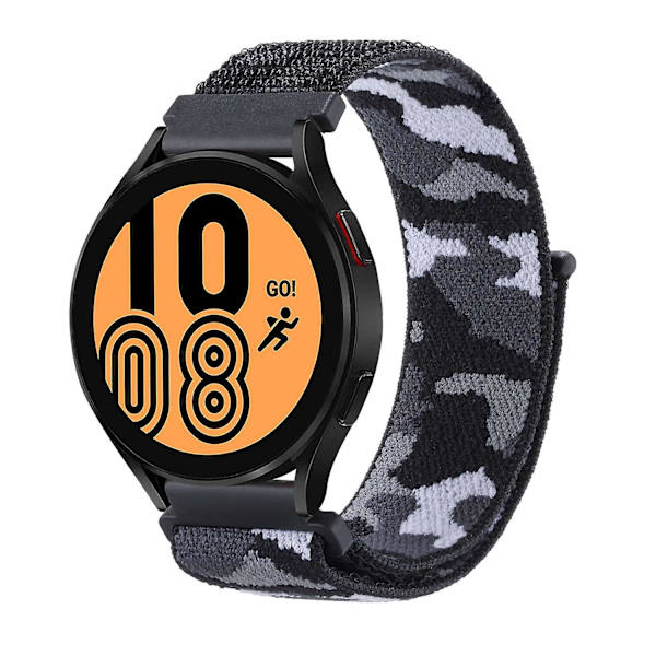 22mm kamouflage nylon justerbart klockarmband för Samsung Galaxy Watch 3 45mm/Huawei Watch GT3 Pro 46mm Black