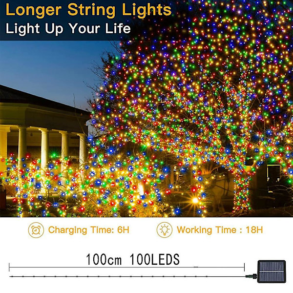 Solcellslinga, 32,8ft/10m 100led Rör Slingljus För Trädgård, Gård, Stig, Staket, Trapp, Bakgård Warm White