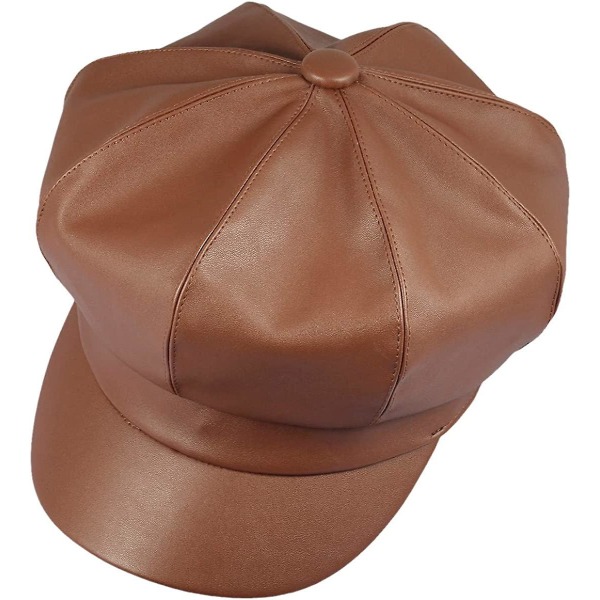 Baskrar för kvinnor. Pu-läder Baker Hat Newsboy Vinterhattar för damer Brown