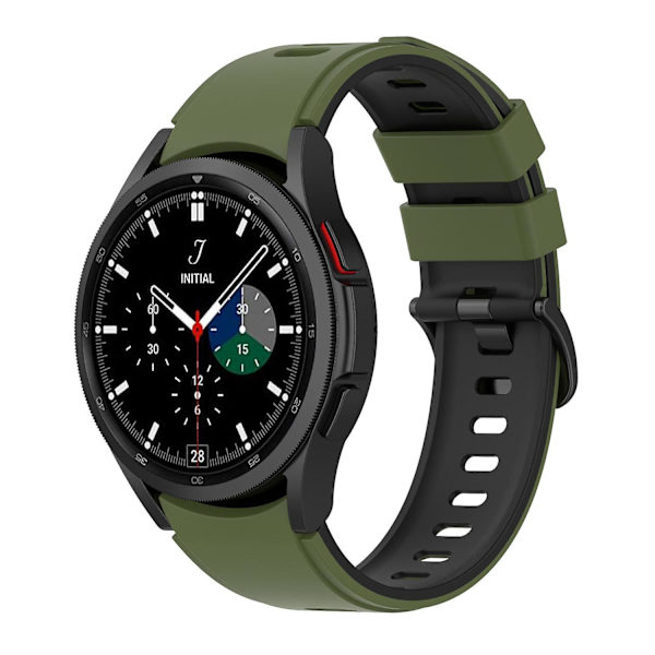 Silikoninen kellon ranneke Samsung Galaxy Watch 4/5/6 40/44mm / Watch6 Classic 43mm 47mm / 5 Pro 45mm -kelloille Army Green  Black