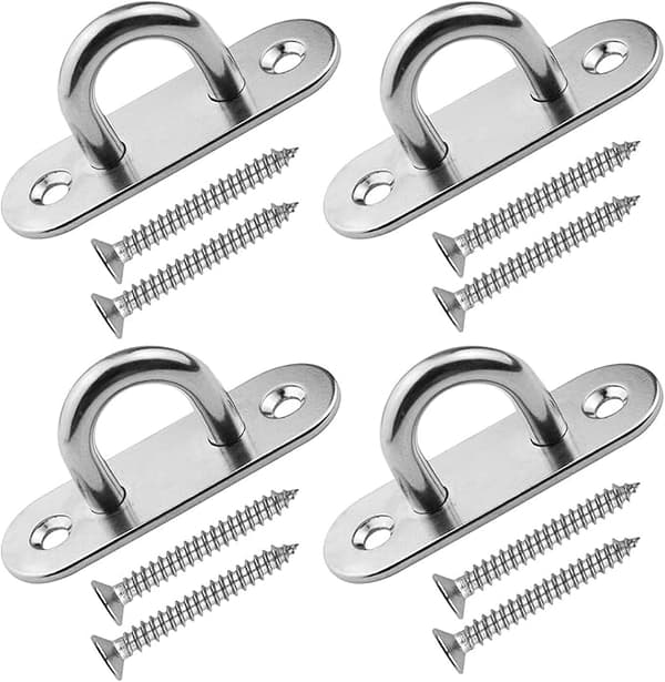 4 stk. loftkroge i rustfrit stål, 3,1 tommer Pad Eye Plate Marine Hardware Staple Hook Loop Skruer Mount