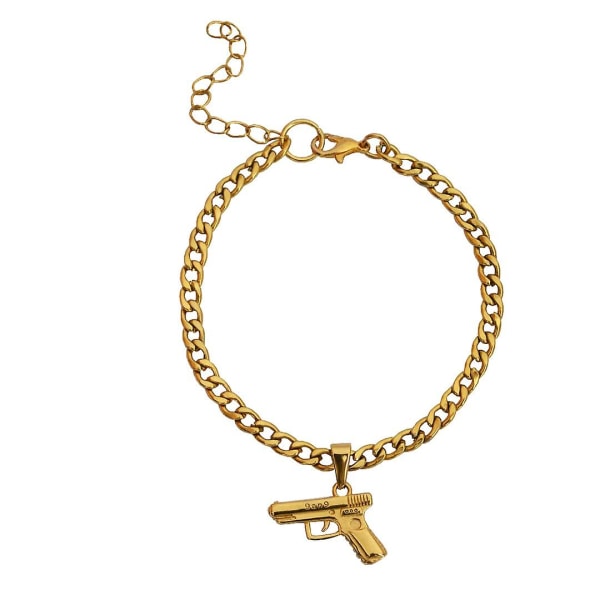 Tjejgäng. Gold Gun Anklet - Snygg Gold Chain Pendant Anklet