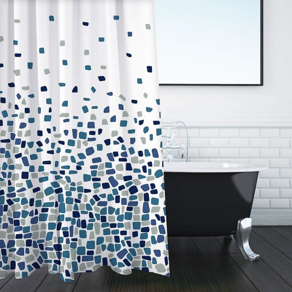 Homeh Mildew- ja homeenkestävä suihkuverho 180 x 180 cm (71 x 71 tuumaa) - Polyesteri - Mosaiikkikuvio - Sininen