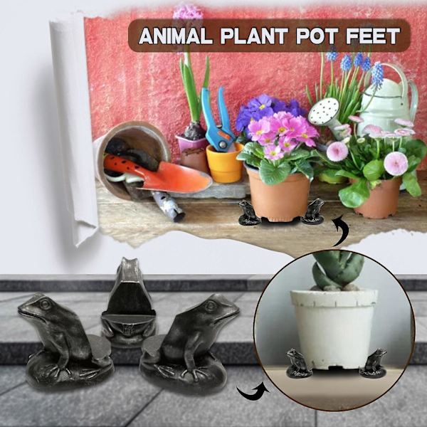 Kreativitet Animerade Poly Resin Grodformade Krukfötter/Planter Risers Set Om 3 rabbit