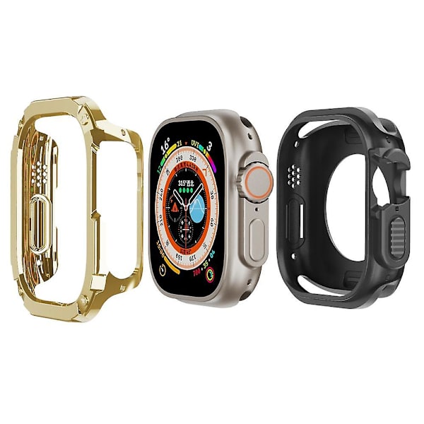 Klockfodral för Apple Watch Series 8 7 41mm/Series 6 5 4 SE (2022) SE 40mm TPU+PC Stöttålig Ram Gold