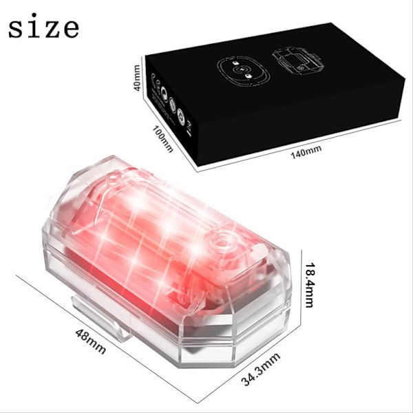 Fjärrkontroll, Vattentät/Strobbeljus/LED-blixt/LED-utomhusbil/LED för motorcykel/7-färgs flygplansstrobeljus och USB-laddning