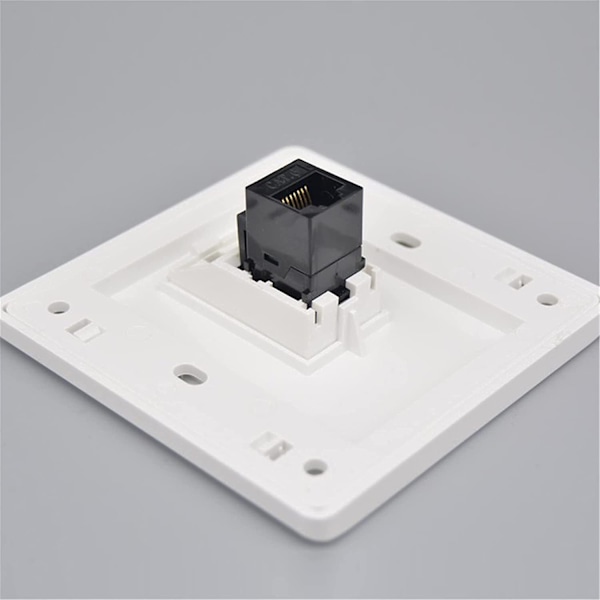 Hon till Hon Cat6 Gigabit Dubbel Pass Nätverksvägguttag Rj45 Lan Internet Frontplatta Rak Ström, 86x86mm(lanx1)