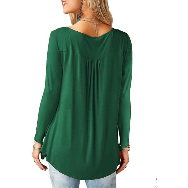 Naisten puserot röyhelöillä, löysä napitus, tunikat naisille Green B L