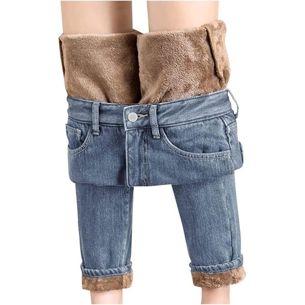 Fleecefodrade jeans för kvinnor - High Waist Thermal Jeggings